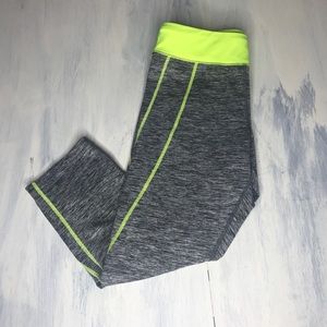 BCG Gray Crop Leggings w/ Lime Green Accents small